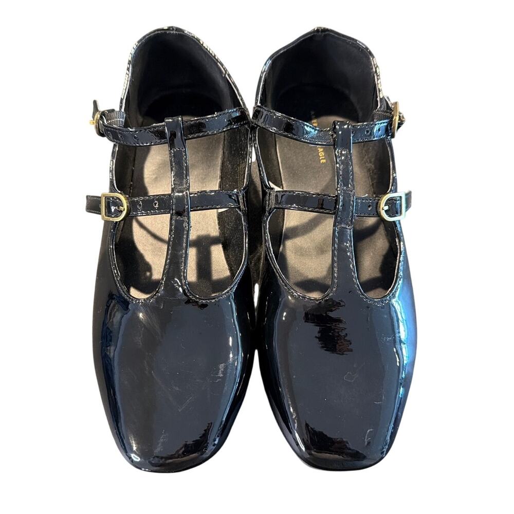 American Eagle Double T-Strap Mary Jane Shoes Women's Size 8 Black Patent